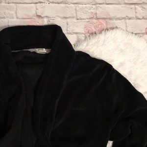 Calvin Klein black plush robe.